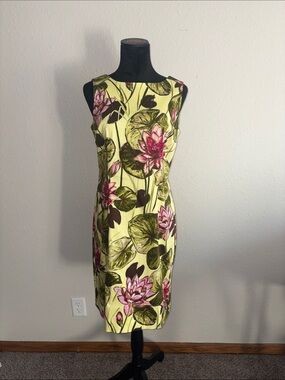 Talbots Petite Floral Midi Skirt in Yellow, Green and Pink
